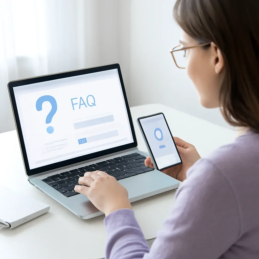 Person reviewing testing information on a laptop and phone