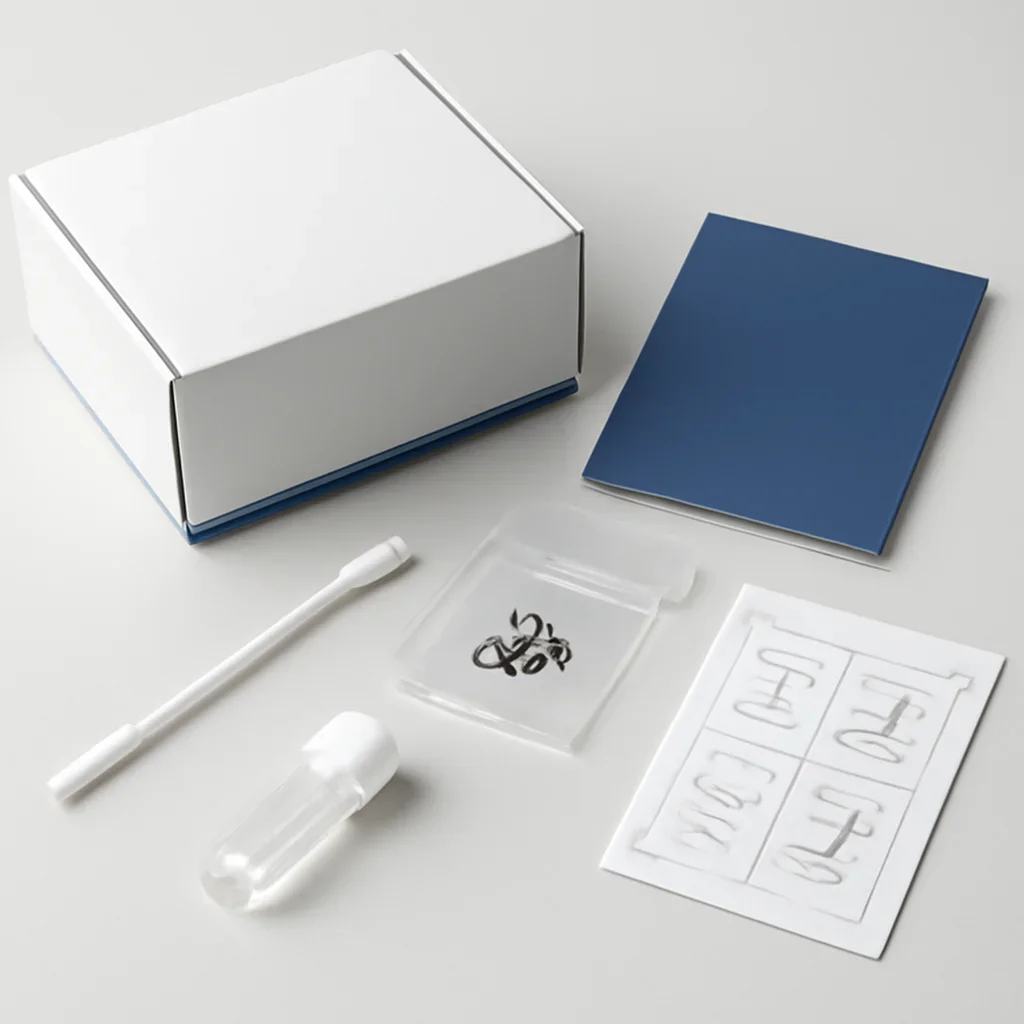 Sample kit, packaging, and step-by-step workflow for pharmacogenetic testing online in the united states