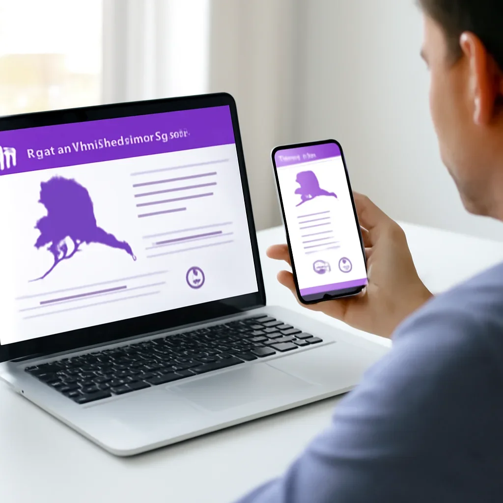 Person reviewing pharmacogenetic testing in alaska information on a laptop and phone