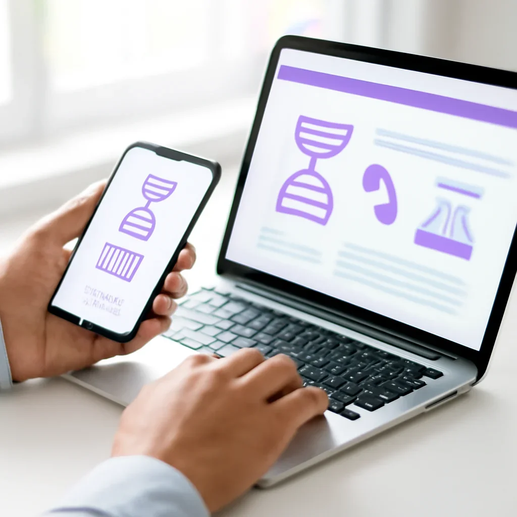 Person reviewing pharmacogenetic testing in birmingham information on a laptop and phone