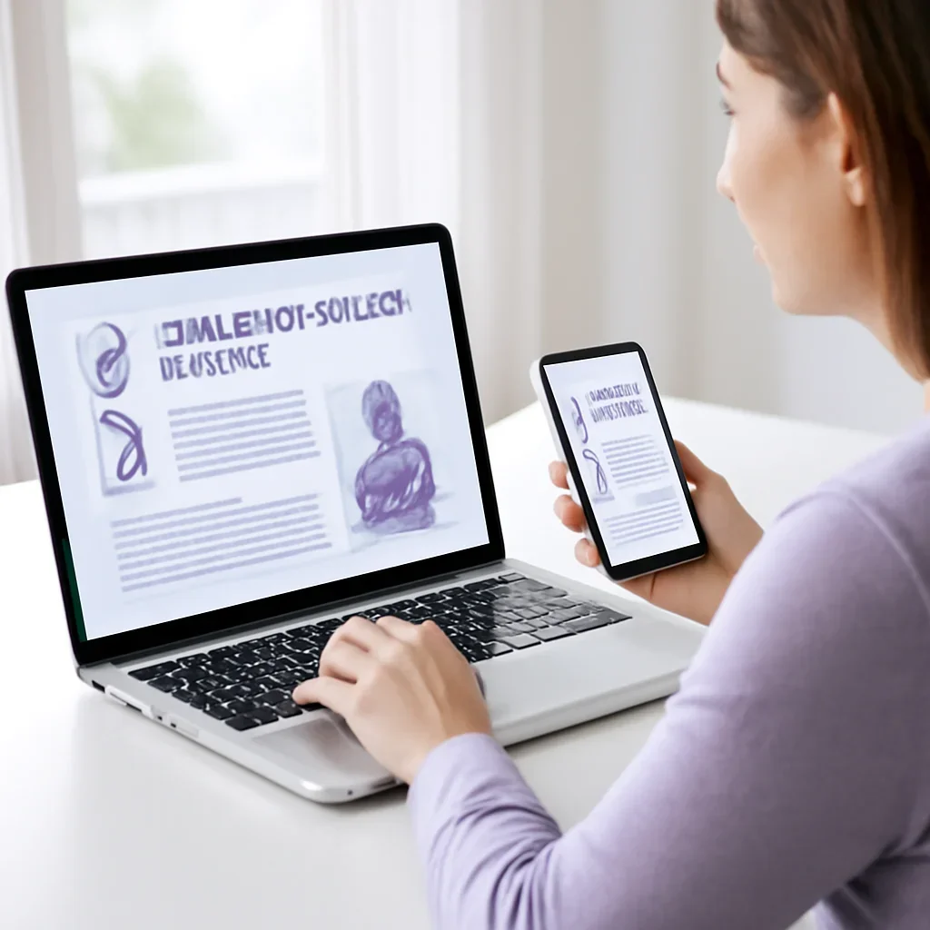 Person reviewing pharmacogenetic testing in charleston information on a laptop and phone
