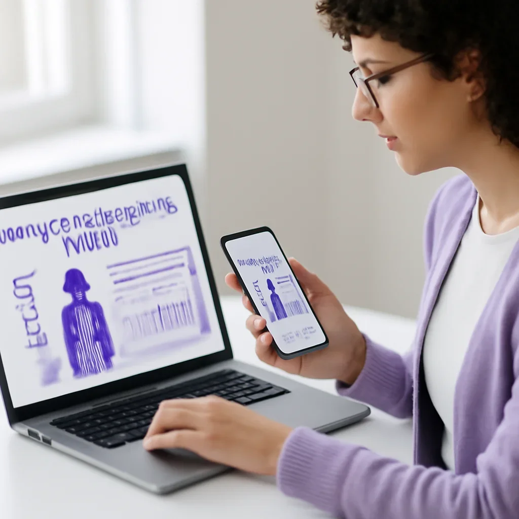 Person reviewing pharmacogenetic testing in chesapeake information on a laptop and phone