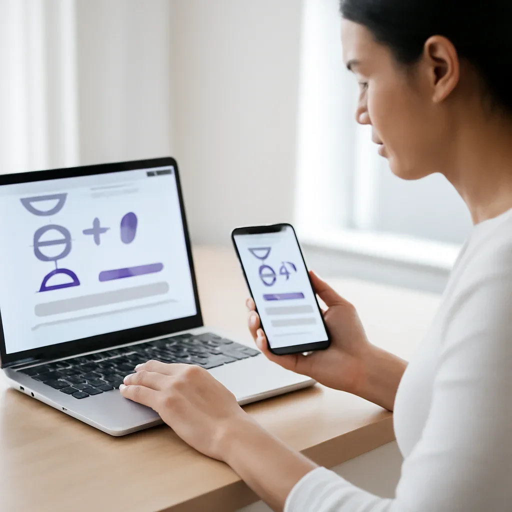 Person reviewing pharmacogenetic testing in cincinnati information on a laptop and phone