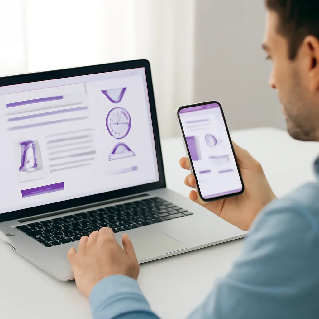 Person reviewing pharmacogenetic testing in columbus information on a laptop and phone