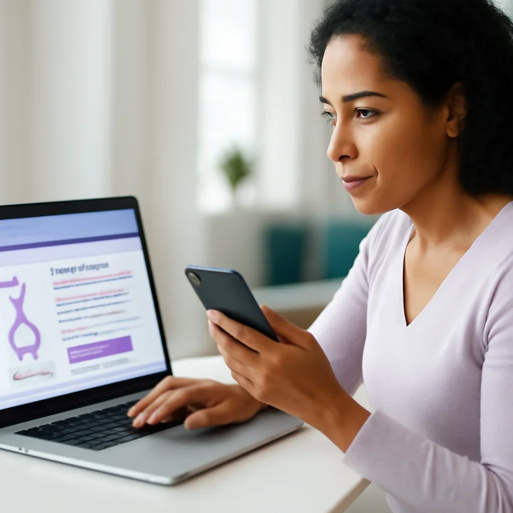 Person reviewing pharmacogenetic testing in indianapolis information on a laptop and phone