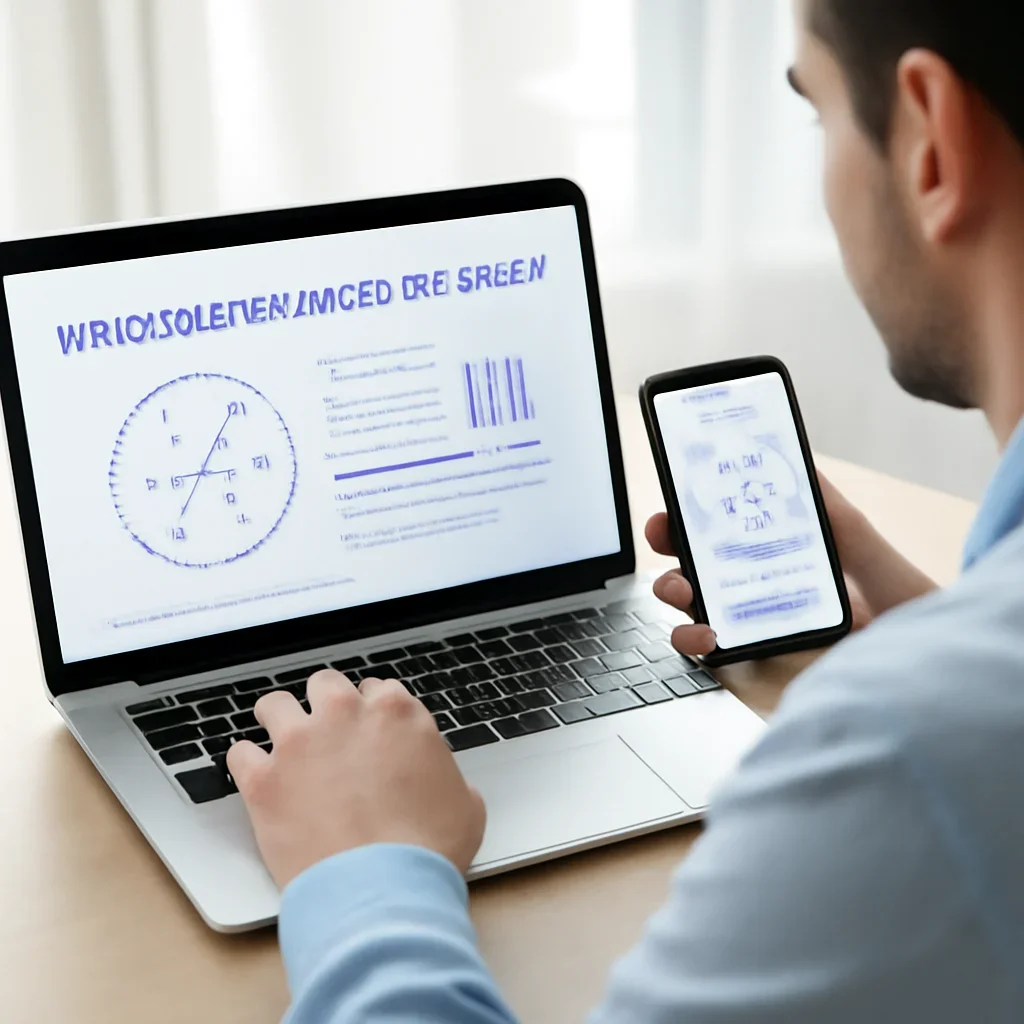 Person reviewing pharmacogenetic testing in mesa information on a laptop and phone