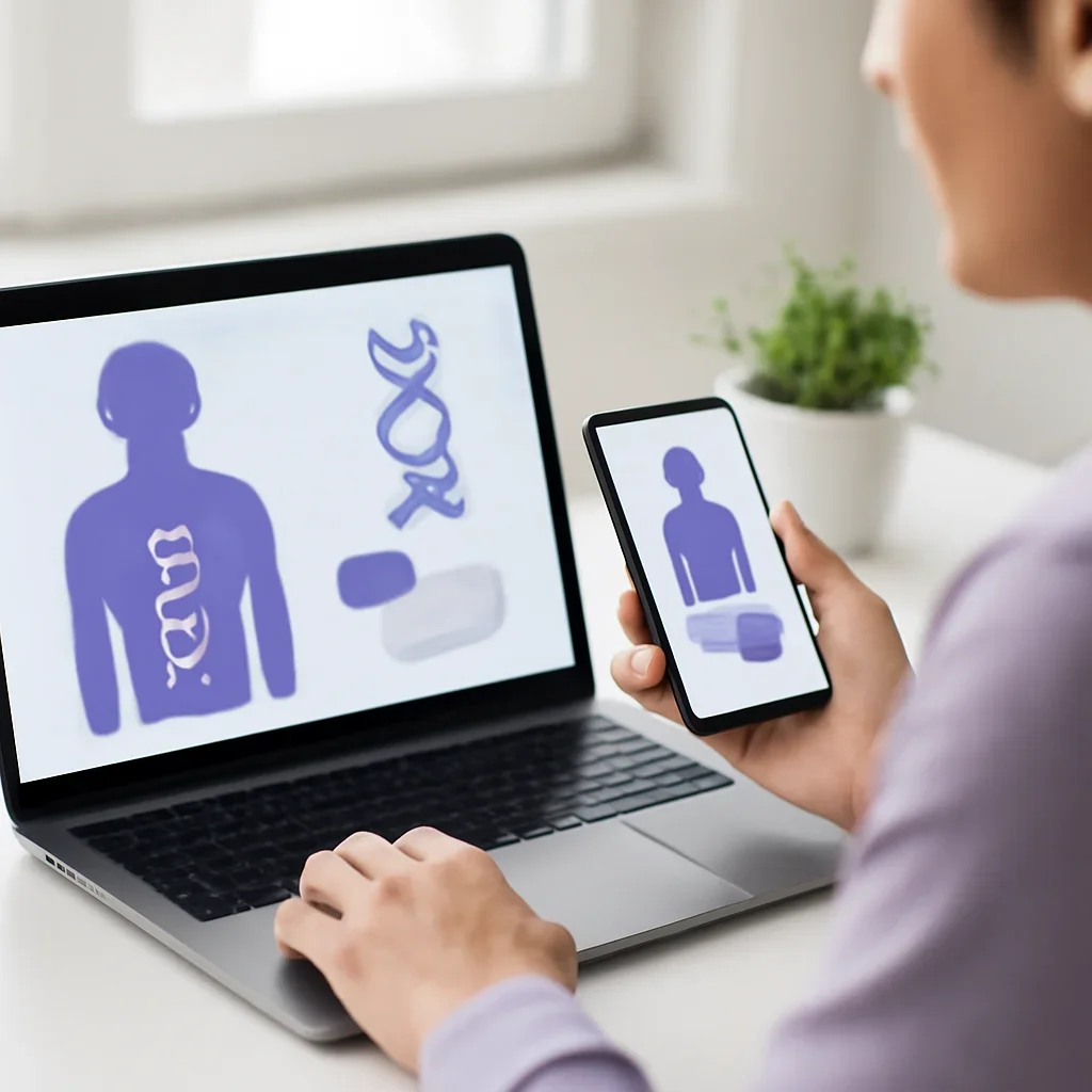 Person reviewing pharmacogenetic testing in oklahoma information on a laptop and phone