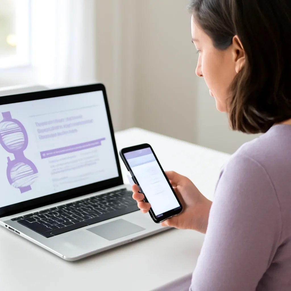 Person reviewing pharmacogenetic testing in raleigh information on a laptop and phone