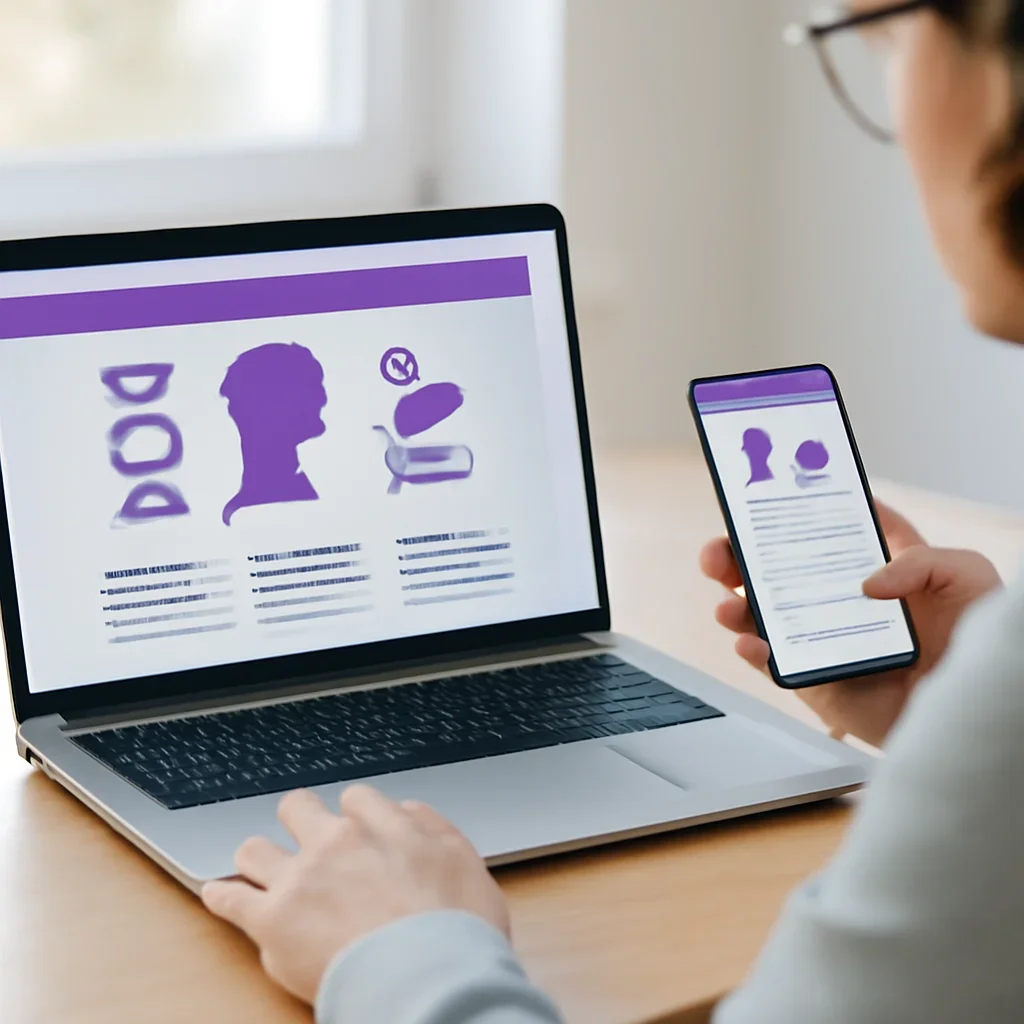 Person reviewing pharmacogenetic testing in rhode island information on a laptop and phone