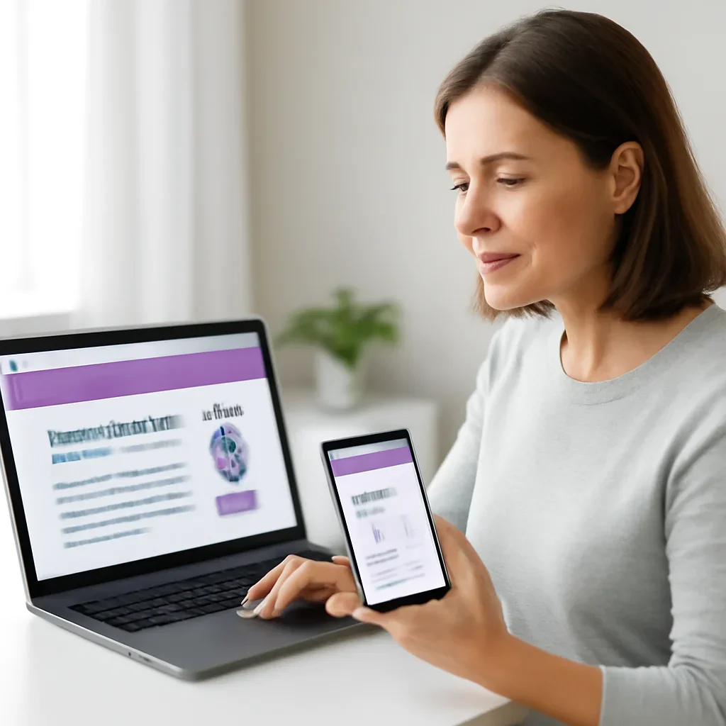 Person reviewing pharmacogenetic testing in sioux falls information on a laptop and phone