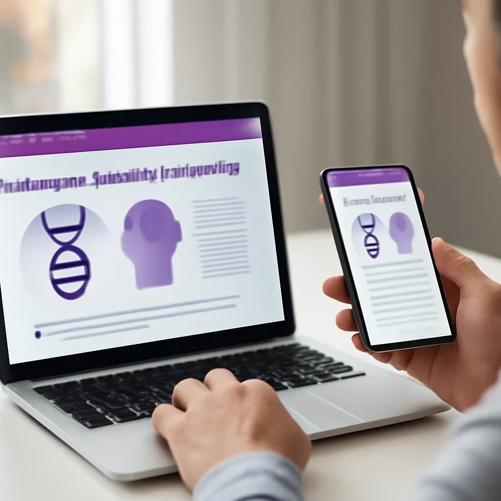 Person reviewing pharmacogenetic testing in st. petersburg information on a laptop and phone