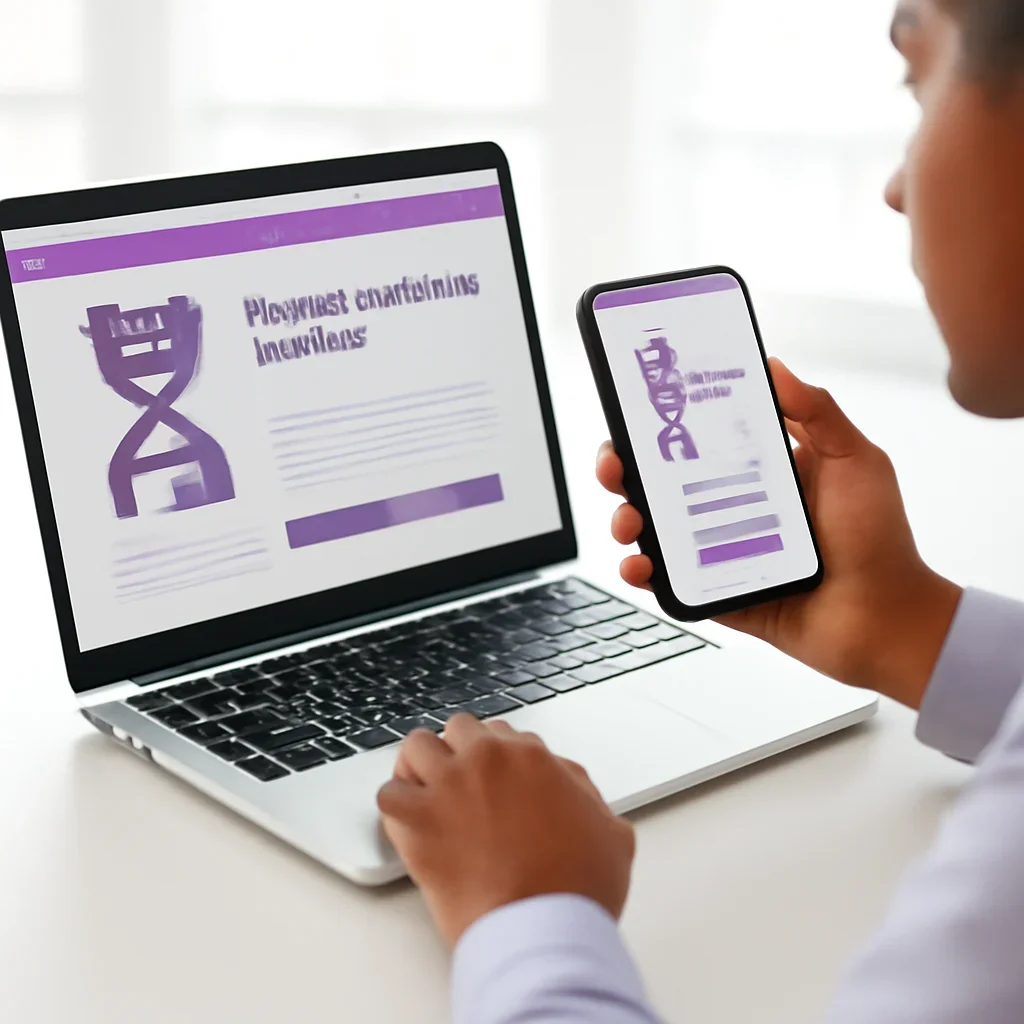 Person reviewing pharmacogenetic testing in tulsa information on a laptop and phone