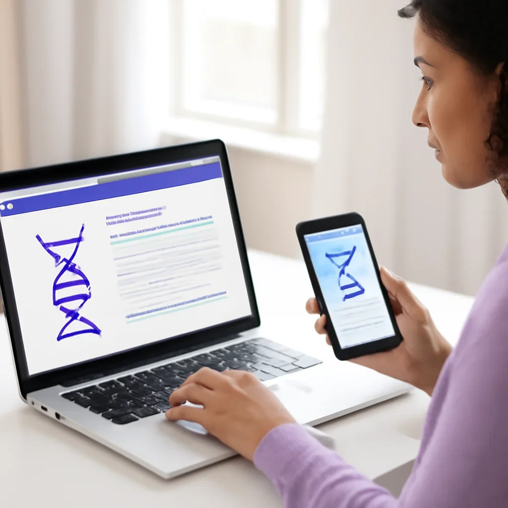 Person reviewing pharmacogenetic testing in winston-salem information on a laptop and phone