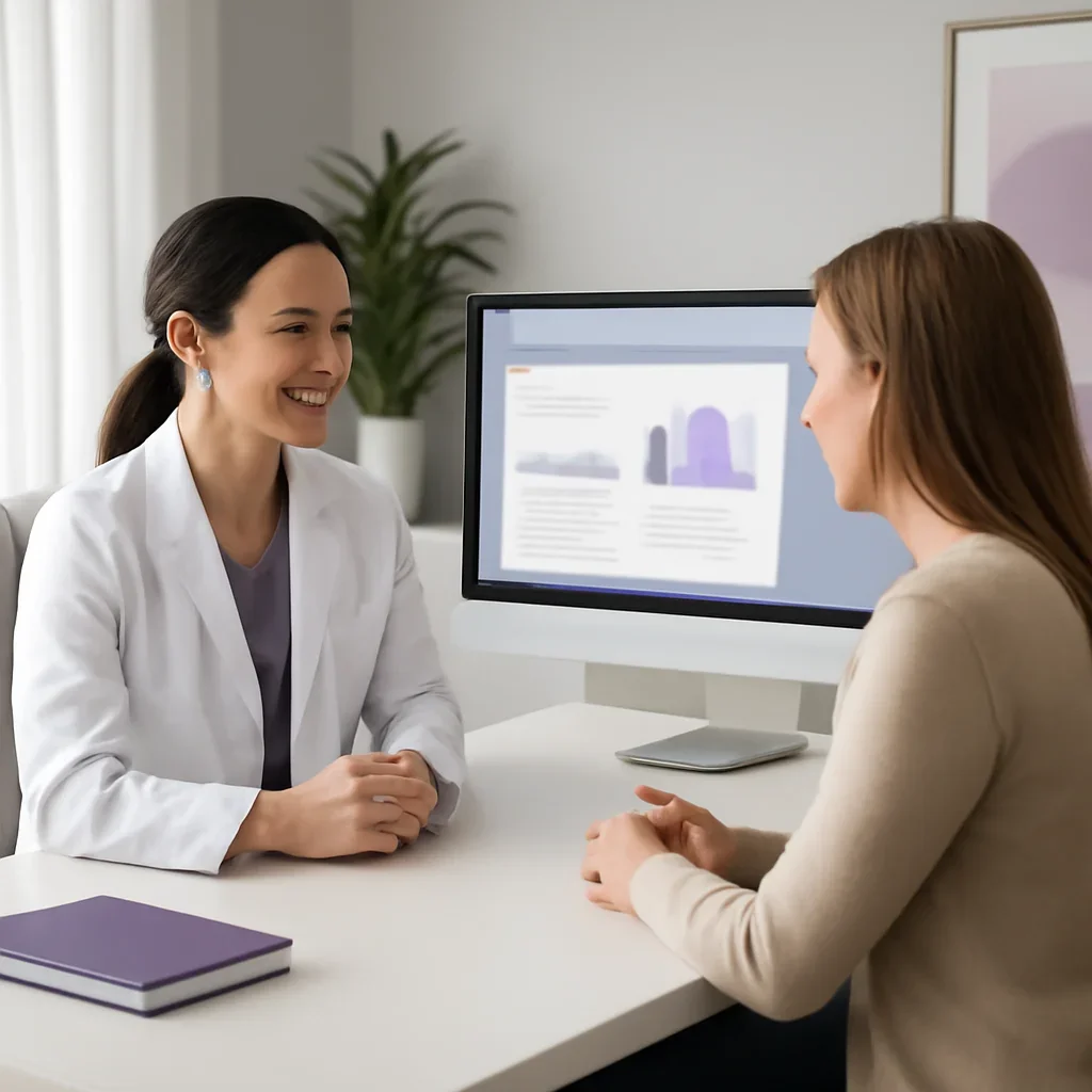 Clinician-friendly report discussion and next-step planning for microbiome testing and bloating questions