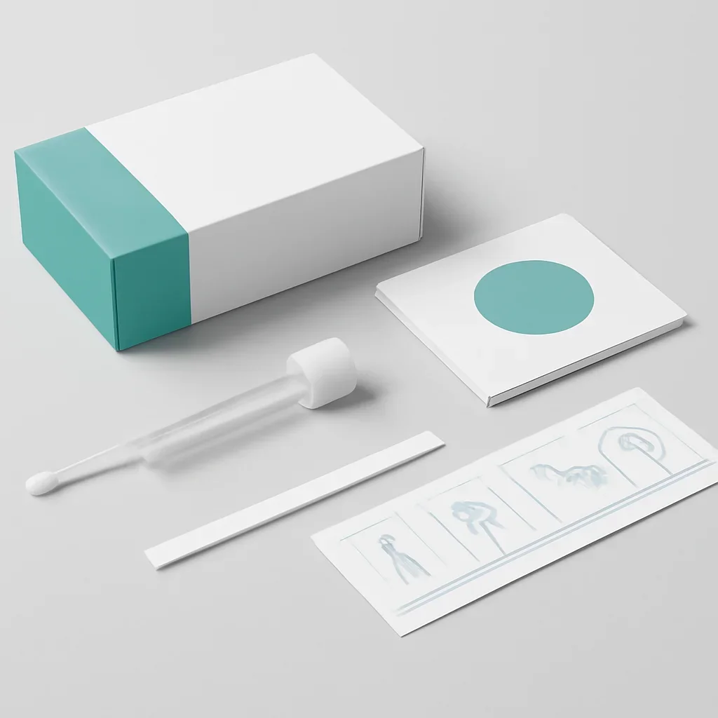 Sample kit, packaging, and step-by-step workflow for how to choose a microbiome test