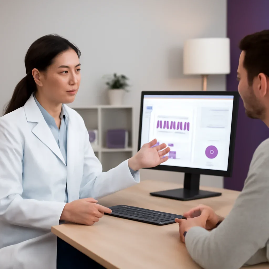 Clinician-friendly report discussion and next-step planning for at-home gut microbiome testing