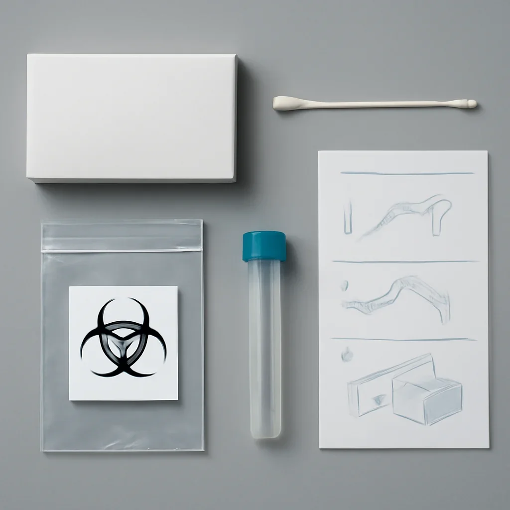 Sample kit, packaging, and step-by-step workflow for microbiome testing for diet and nutrition questions
