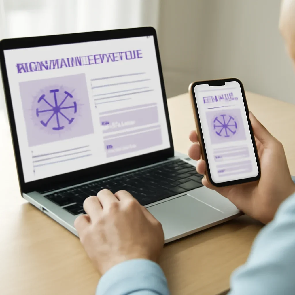 Person reviewing gut microbiome testing questions and a sample report