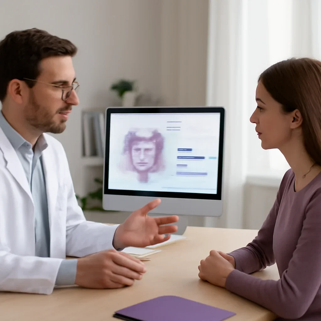 Customer reviewing a gut microbiome test report and next steps