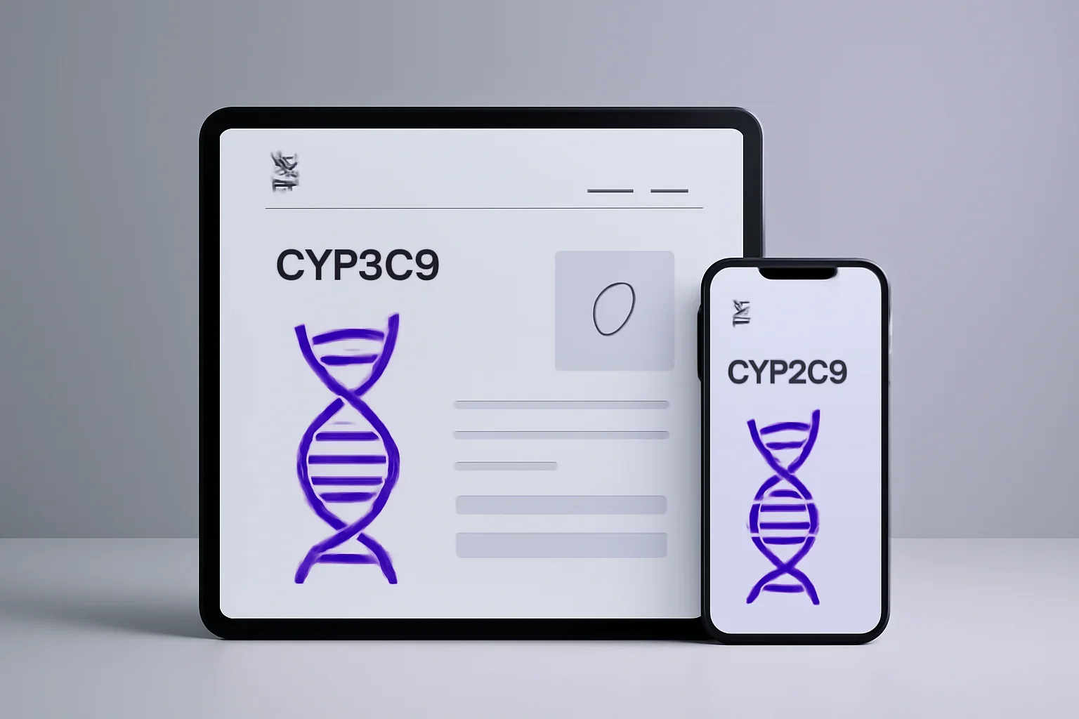 CYP2C9 pharmacogenetic testing presented on a clean digital health dashboard
