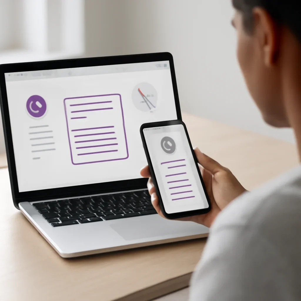 Person reviewing g6pd testing and medication questions information on a laptop and phone