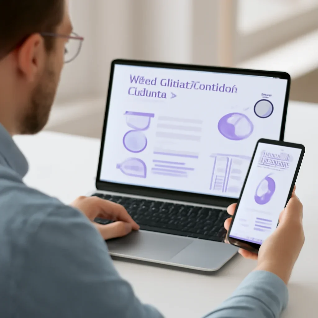 Person reviewing pharmacogenetic testing for medication response information on a laptop and phone