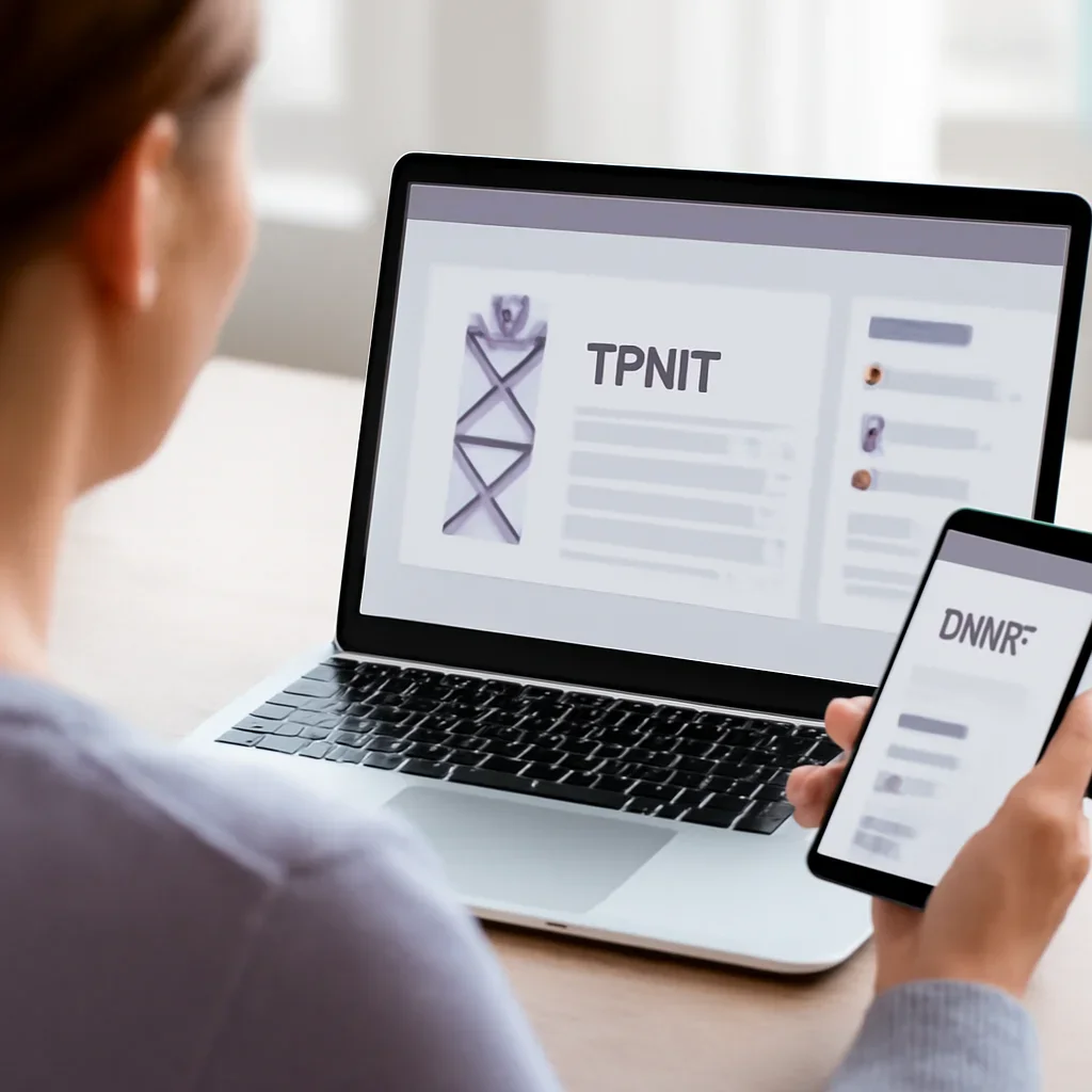 Person reviewing tpmt pharmacogenetic testing information on a laptop and phone