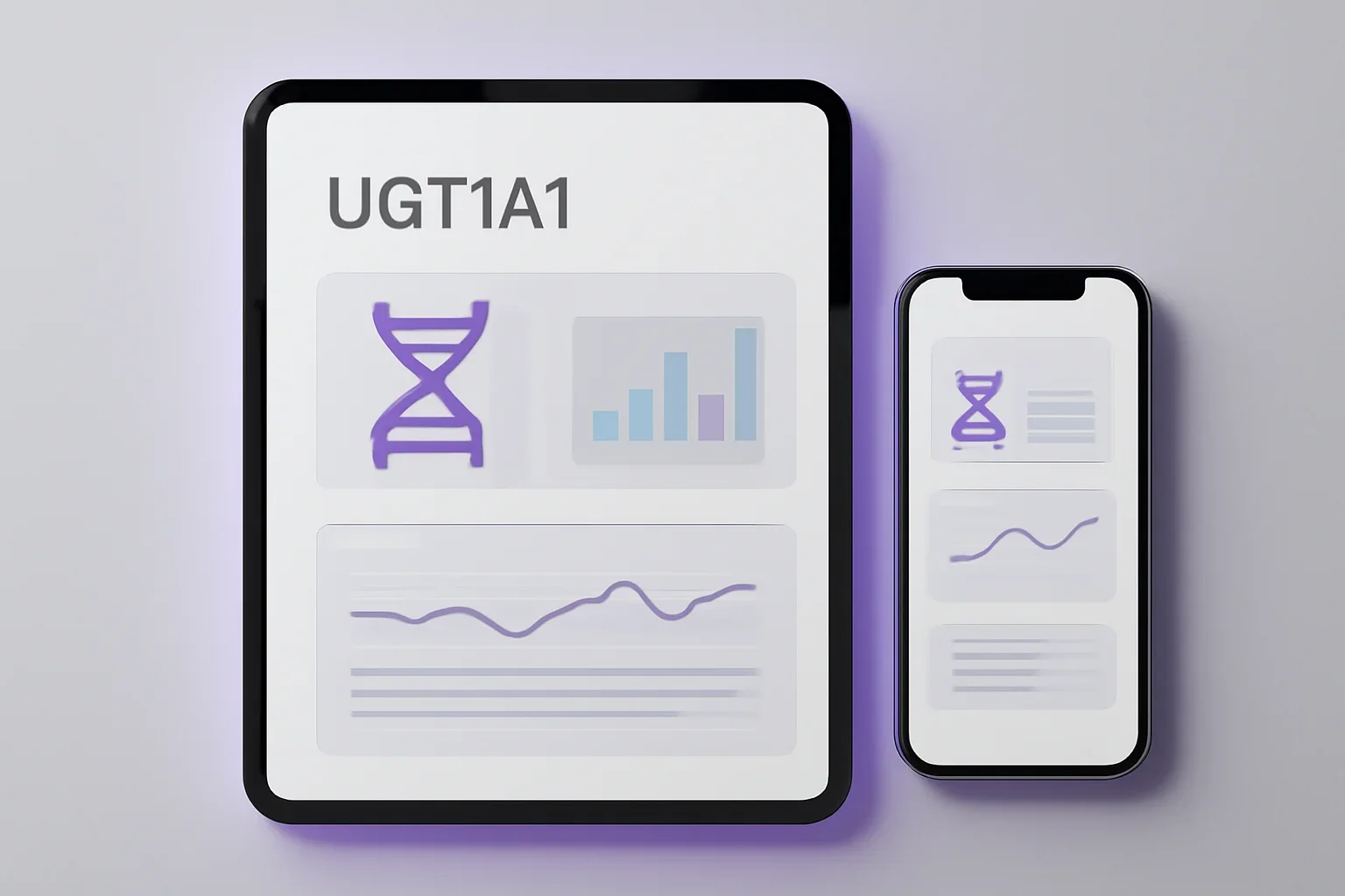 UGT1A1 pharmacogenetic testing presented on a clean digital health dashboard